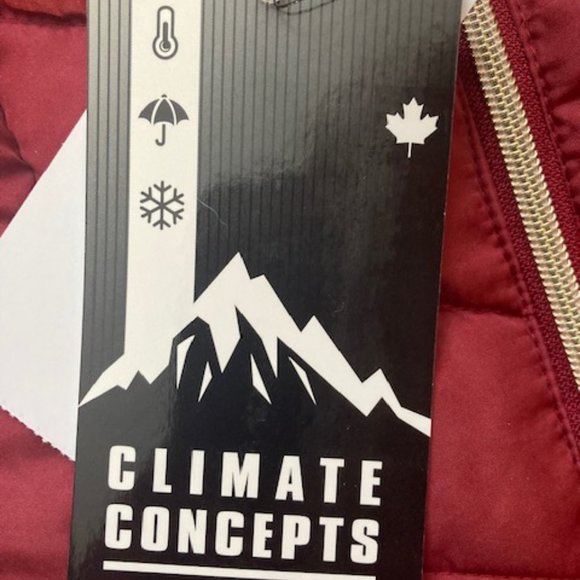 NWT Climate Concepts Puffer Winter Jacket in in Burgundy with Faux Fur, Size Med - Picture 4 of 9